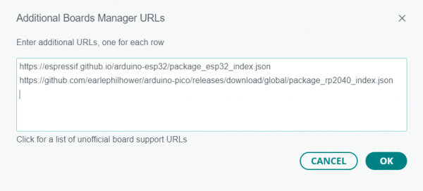 Adds boards manager urls