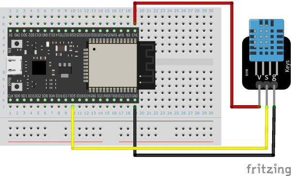 Example of Wiring plain ESP32 and DHT11