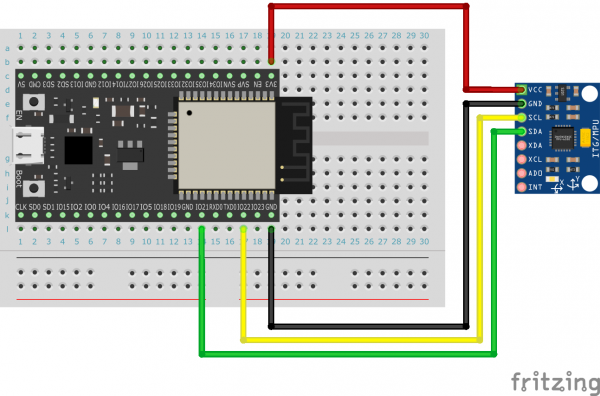 Connection between ESP32 and MPU6050