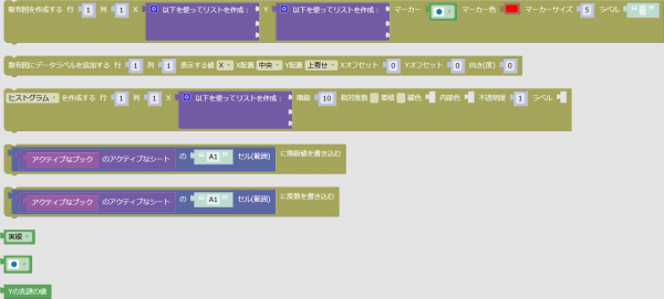「matplotlib」→「統計グラフ」グループのブロック
