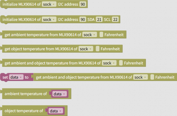 Blocks of "Sensor" - "Human" - "MLX90614" group