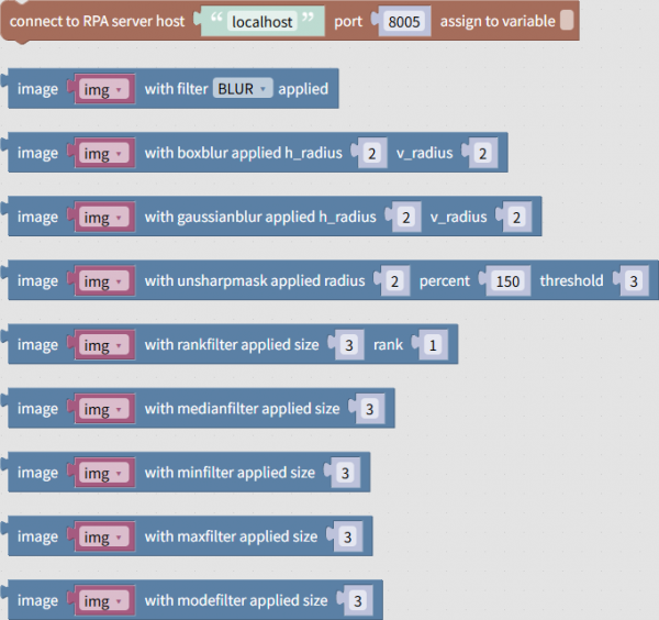 Blocks of "Image" - "Filter" group