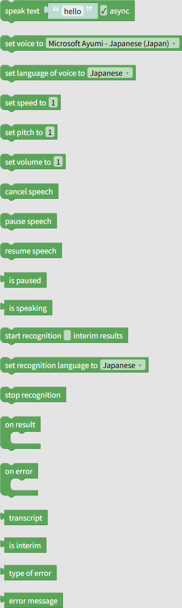 Blocks of "Speech" group