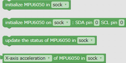 Blocks of "Sensor" - "Motion" - "MPU6050" group