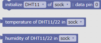 Blocks of "Sensor" - "Temperature/Pressure/Humidity" - "DHT" group