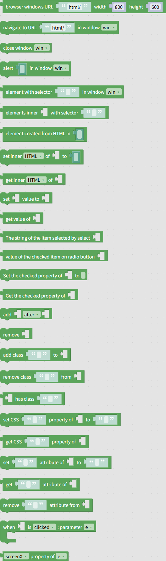 Blocks of "Browser" group