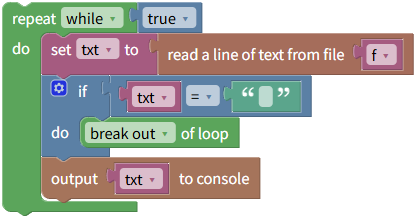 Loop of reading text line using read a line block