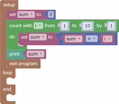 Program to calculate the sum from 1 to 10