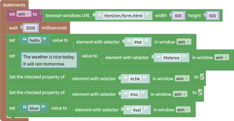 Example of changing the value of a form input element