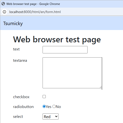 The form immediately after starting the program