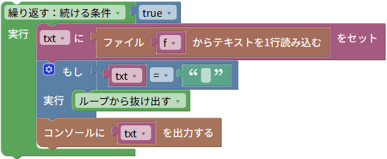 1行ずつファイルから読み込むための繰り返し
